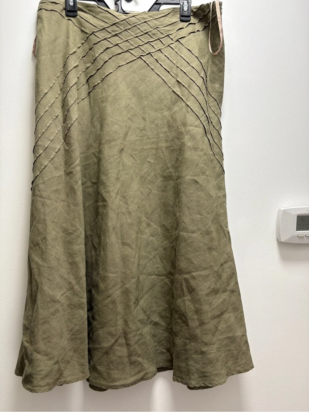 Edward Vintage Maxi A-Line Linen Fully Lined Flare Side Zip Skirt Womens Sz 14 - Picture 1 of 3
